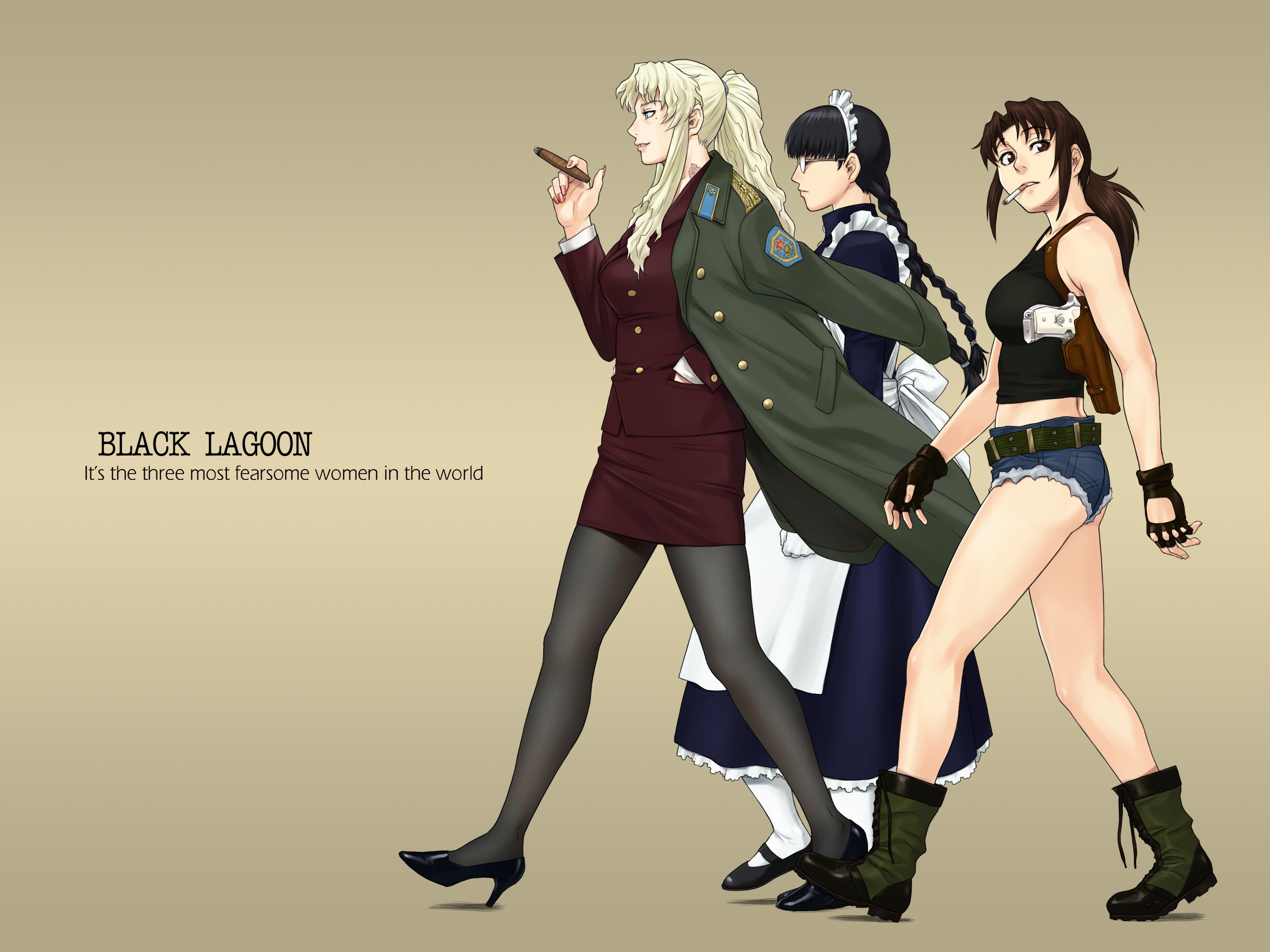 Azasuke Wind Azasuke Black Lagoon Balalaika Revy Roberta Business Suit Heels Maid Pantyhose